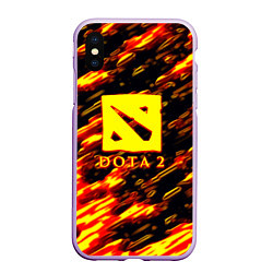 Чехол iPhone XS Max матовый DOTA2 огенный стиль текстура, цвет: 3D-сиреневый