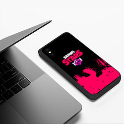 Чехол iPhone XS Max матовый Brawl stars розовые краски, цвет: 3D-черный — фото 2