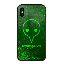 Чехол iPhone XS Max матовый Evangelion - green gradient