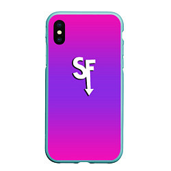 Чехол iPhone XS Max матовый Sally Face neon gradient