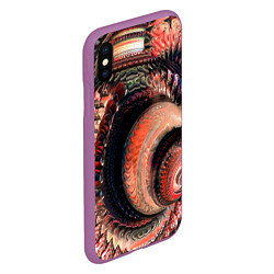 Чехол iPhone XS Max матовый Оптическая абстракция текстура, цвет: 3D-фиолетовый — фото 2