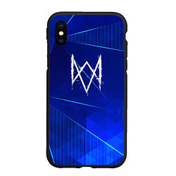 Чехол iPhone XS Max матовый Watch Dogs blue poly