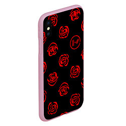 Чехол iPhone XS Max матовый Twenty one pilots rose pattern, цвет: 3D-розовый — фото 2