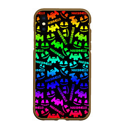 Чехол iPhone XS Max матовый Marshmello neon steel pattern