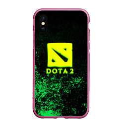 Чехол iPhone XS Max матовый DOTA2 кислотное лого краски, цвет: 3D-малиновый