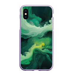 Чехол iPhone XS Max матовый Изумрудные волны