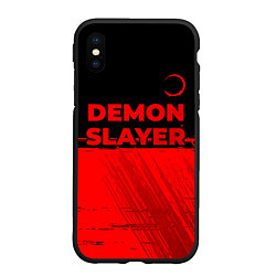 Чехол iPhone XS Max матовый Demon Slayer - red gradient посередине