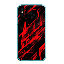 Чехол iPhone XS Max матовый Red stripes on a black background