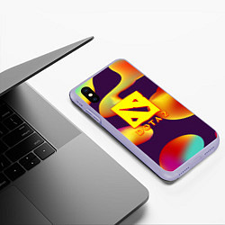 Чехол iPhone XS Max матовый Dota 2 неоновая абстракция, цвет: 3D-светло-сиреневый — фото 2