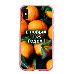 Чехол iPhone XS Max матовый Много апельсинов мандаринов: с новым 2025 годом, цвет: 3D-баблгам