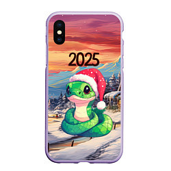 Чехол iPhone XS Max матовый 2025 новогодняя змейка