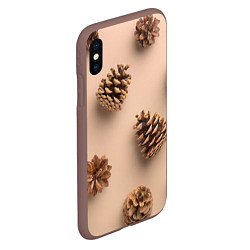 Чехол iPhone XS Max матовый Еловые шишки на бежевом фоне, цвет: 3D-коричневый — фото 2