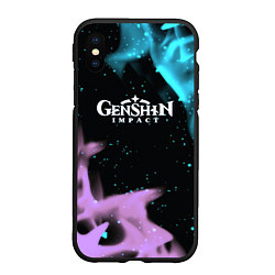 Чехол iPhone XS Max матовый Genshin Impact flame neon