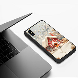 Чехол iPhone XS Max матовый Объемный зимний пейзаж, цвет: 3D-черный — фото 2