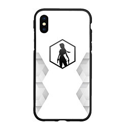 Чехол iPhone XS Max матовый Tomb Raider white poly