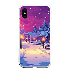 Чехол iPhone XS Max матовый Снежный вечер в городе, цвет: 3D-белый