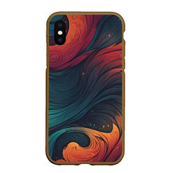 Чехол iPhone XS Max матовый Эбру теплая абстракция