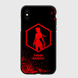 Чехол iPhone XS Max матовый Tomb Raider - red gradient, цвет: 3D-черный