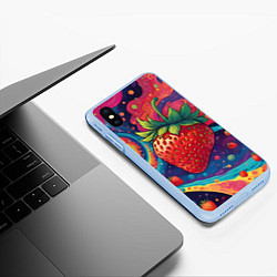 Чехол iPhone XS Max матовый Психоделика клубничка, цвет: 3D-голубой — фото 2