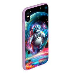 Чехол iPhone XS Max матовый Astronaut Totoro in neon space - ai art fantasy, цвет: 3D-сиреневый — фото 2