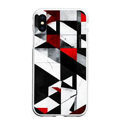 Чехол iPhone XS Max матовый Red and black abstraction on a white background, цвет: 3D-белый