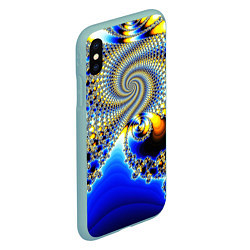 Чехол iPhone XS Max матовый Фрактальный психоделики узор, цвет: 3D-мятный — фото 2