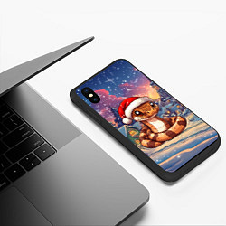 Чехол iPhone XS Max матовый Новогодняя змейка в праздничном городе, цвет: 3D-черный — фото 2