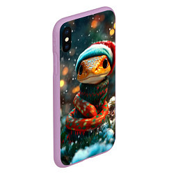 Чехол iPhone XS Max матовый Новогодняя змея у елочки, цвет: 3D-сиреневый — фото 2