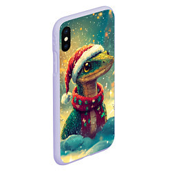 Чехол iPhone XS Max матовый Огромная новогодняя змея в лесу, цвет: 3D-светло-сиреневый — фото 2