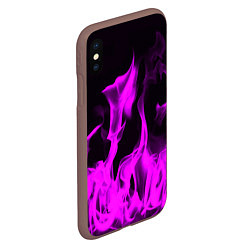 Чехол iPhone XS Max матовый Неоновый огонь в дыму, цвет: 3D-коричневый — фото 2