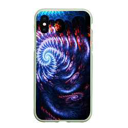 Чехол iPhone XS Max матовый Оптический фрактальный узор текстура, цвет: 3D-салатовый