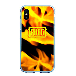 Чехол iPhone XS Max матовый PUBG fire steel, цвет: 3D-голубой