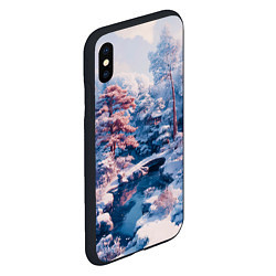 Чехол iPhone XS Max матовый Японская зима в сельской местности, цвет: 3D-черный — фото 2