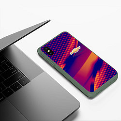 Чехол iPhone XS Max матовый Chevrolet текстура, цвет: 3D-темно-зеленый — фото 2