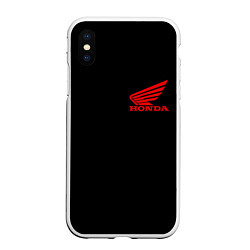 Чехол iPhone XS Max матовый Honda red logo auto steel, цвет: 3D-белый