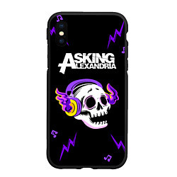 Чехол iPhone XS Max матовый Asking Alexandria неоновый череп