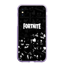 Чехол iPhone XS Max матовый Fortnite pattern black