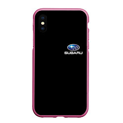 Чехол iPhone XS Max матовый Subaru logo auto, цвет: 3D-малиновый