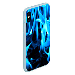 Чехол iPhone XS Max матовый Синий огонь текстура, цвет: 3D-голубой — фото 2