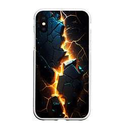 Чехол iPhone XS Max матовый Разлом земной коры, цвет: 3D-белый