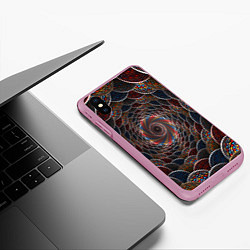 Чехол iPhone XS Max матовый Оптические волны абстракция, цвет: 3D-розовый — фото 2