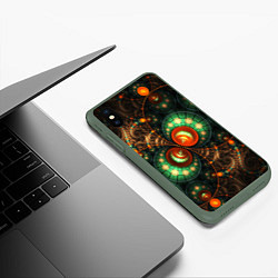 Чехол iPhone XS Max матовый Фрактальный узор абстрактный, цвет: 3D-темно-зеленый — фото 2