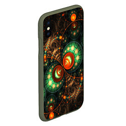 Чехол iPhone XS Max матовый Фрактальный узор абстрактный, цвет: 3D-темно-зеленый — фото 2