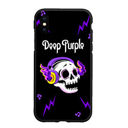 Чехол iPhone XS Max матовый Deep Purple неоновый череп