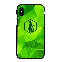 Чехол iPhone XS Max матовый Tomb Raider green poly, цвет: 3D-черный