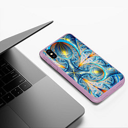 Чехол iPhone XS Max матовый Оптический узор фрактальный, цвет: 3D-сиреневый — фото 2