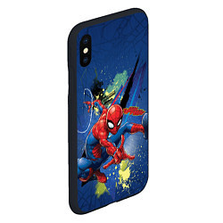 Чехол iPhone XS Max матовый Spider-man with a spider web, цвет: 3D-черный — фото 2