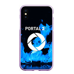 Чехол iPhone XS Max матовый Portal 2 blue flame, цвет: 3D-сиреневый