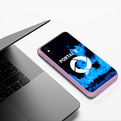 Чехол iPhone XS Max матовый Portal 2 blue flame, цвет: 3D-сиреневый — фото 2