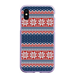 Чехол iPhone XS Max матовый Knitted Pattern, цвет: 3D-светло-сиреневый